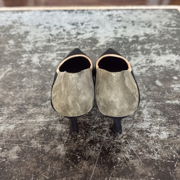 Sanctuary Black/Green/Tan Colorblock Suede Heels Size 8 - Picture 3 of 6